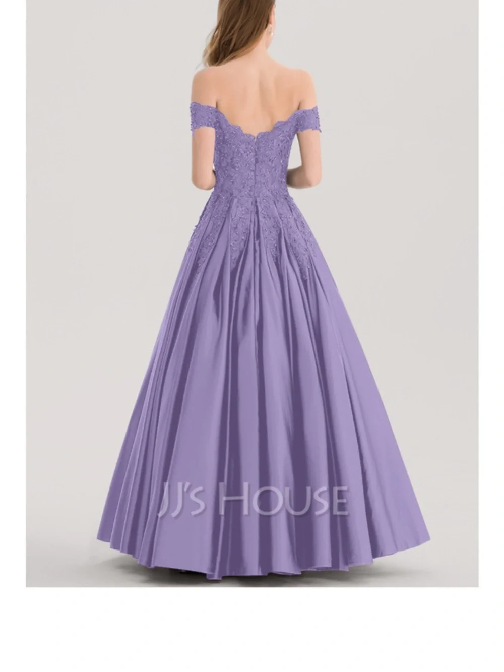 JJs House Lavender Lace Appliqué V-Neck Tulle Ball Gown - Picture 7 of 7